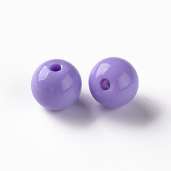 Lilas Perles acryliques opaques, ronde, lilas, 10x9mm, Trou: 2mm, environ940 pcs / 500 g