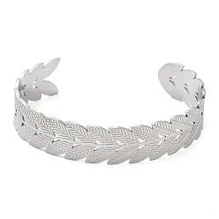 Stainless Steel Color 304 Stainless Steel Leafy Branch Cuff Bangle for Women, Stainless Steel Color, Inner Diameter: 2-1/2 inch(6.4cm)
