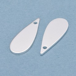 925 Sterling Silver Plated Brass Charms, Teardrop, 925 Sterling Silver Plated, 19x7x1mm, Hole: 1.2mm