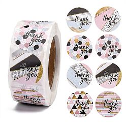Colorful 1 Inch Thank You Stickers, Self-Adhesive Kraft Paper Gift Tag Stickers, Adhesive Labels, for Festival, Christmas, Holiday, Wedding Presents, with Word, Colorful, 25mm, 500pcs/roll
