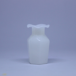 Blanc Vase en verre borosilicaté imitation jade ornements miniatures, accessoires de maison de poupée de jardin paysager micro, faire semblant de décorations d'accessoires, avec bord ondulé, blanc, 25x40mm