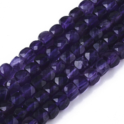 Amethyst Natural Amethyst Beads Strands, Faceted, Cube, 4~4.5x4~4.5x4~4.5mm, Hole: 0.8mm, about 100pcs/strand, 15.35 inch(39cm)