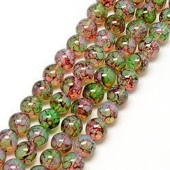 Rose Brumeux Cuisson perles de verre peintes brins, imitation opalite, ronde, rose brumeuse, 6mm, Trou: 1.3~1.6mm, Environ 133 pcs/chapelet, 31.4 pouce
