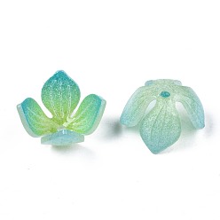 Light Green Plastic Beads, Flower, Light Green, 12~13.5x12~13x8mm, Hole: 1.2mm