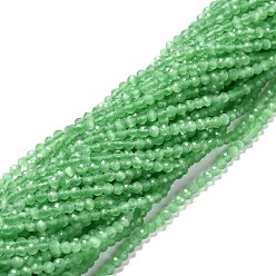Medium Sea Green Cat Eye Beads Strands, Round, Faceted, Medium Sea Green, 3mm, Hole: 0.2mm, 14.17 inch(36cm), 122pcs/strand