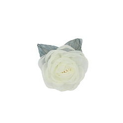 Blanc Floral 3d fleur en tissu, pour les chaussures de bricolage, chapeaux, casques, broches, vêtements, floral blanc, 50~60mm