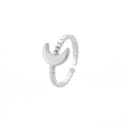 Stainless Steel Color 304 Stainless Steel Moon Open Cuff Ring for Women, Stainless Steel Color, US Size 7(17.3mm)