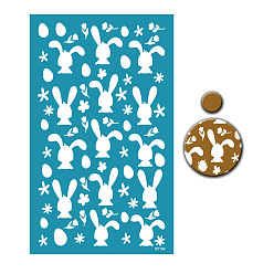Rabbit Easter Theme Polyester Silk Screen Printing Stencil, Reusable Polymer Clay Silkscreen Tool, for DIY Polymer Clay Earrings Making, Rabbit, 15x9cm