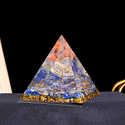 Red Jasper Resin Orgonite Pyramid Display Decorations, with Natural Red Jasper, for Home Office Desk, 60mm
