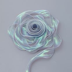 Bleu Acier Clair Papier d'emballage de fleur de ruban de fil de poisson, neige fil ruban vague bande bouquet papier, bricolage, bleu acier clair, 40mm, environ 9 m / bibone 