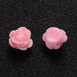 Rose Chaud Des perles de résine opaques, fleur rose, rose chaud, 9x7mm, Trou: 1mm