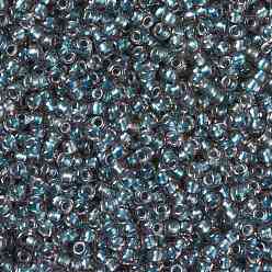 (288) Inside Color Crystal/Metallic Blue Lined Toho perles de rocaille rondes, perles de rocaille japonais, (288) cristal de couleur intérieure / doublé bleu métallique, 11/0, 2.2mm, Trou: 0.8mm, environ5555 pcs / 50 g