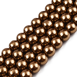 Brun Saddle Cuisson peint perles de verre brins de perles rondes, selle marron, 10~11mm, Trou: 1.5mm, Environ 85 pcs/chapelet, 31.4 pouce1.5mm