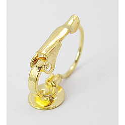 Golden Brass Leverback Earring Findings, Lead Free & Nickel Free, Golden, 16x11mm, tray: about 6mm in diameter
