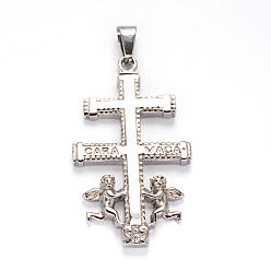 Stainless Steel Color Cross with Angel 304 Stainless Steel Pendants, Stainless Steel Color, 32x17.5x2mm, Hole: 4x8mm