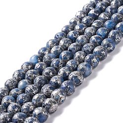 Blue Natural Blue Calcite Beads Strands, with Zinc Alloy Line, Round, 8mm, Hole: 1.2mm, about 50~51pcs/strand, 15.94''(40.5cm)