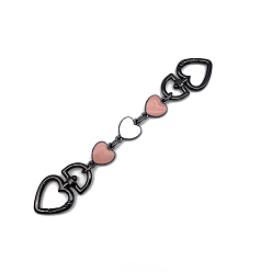 Pink Alloy Enamel Heart Bag Strap Extenders, with Swivel Clasps, for Bag Replacement Accessories, Gunmetal, Pink & White, 17cm