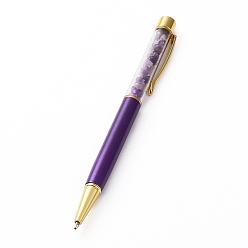 Amethyst Ballpoint Pens, with Natural Amethyst Chip Beads, 14.1x1.3x0.95cm