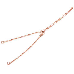Oro Rosa 201 pulsera de acero inoxidable haciendo, con la cadena de cable y broches pinza de langosta, oro rosa, 5 pulgada ~ 5-1/4 pulgada (12.7~13.4 cm), 1.5 mm, agujero: 1.5 mm