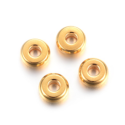 Oro 304 de acero inoxidable perlas espaciadoras, plano y redondo, dorado, 5x2 mm, agujero: 1.5 mm