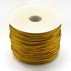 Verge D'or Foncé Fil de nylon, corde de satin de rattail, verge d'or noir, 1.5 mm, environ 100 verges / rouleau (300 pieds / rouleau)