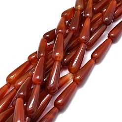 Красный Агат Природного сердолика нитей бисера, капля воды, 30x10 мм, отверстие : 1.4 мм, около 13 шт / нитка, 15.75'' (40 см)