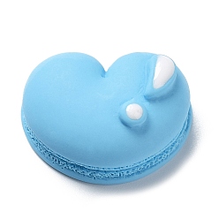 Light Sky Blue Opaque Resin Enamel Decoden Cabochons, Imitation Food, Heart Shaped Macaron, Light Sky Blue, 17x21.5x9.5mm