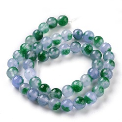 Sea Green Natural White Jade Beads, Round, Dyed, Sea Green, 8mm, Hole: 1mm, about 49pcs/strand, 15.16''(38.5cm)