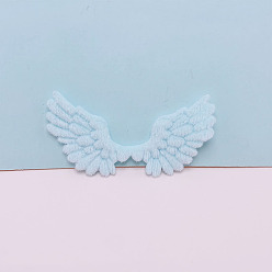 Pale Turquoise Angel Wing Shape Sew on Fluffy Ornament Accessories, DIY Sewing Craft Decoration, Pale Turquoise, 68x35mm