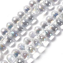 Plaqué Couleur AB Perles en verre electroplate, perles percées, de couleur plaquée ab , larme, de couleur plaquée ab , 13.5x9.5mm, Trou: 0.9mm, Environ 120 pcs/chapelet, 23.23'' (59 cm)