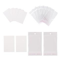 White 200Pcs 2 Style Cardboard Display Cards and OPP Cellophane Bags, for Necklace and Earring, White, 8x6cm, 100pcs/style