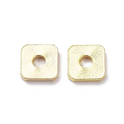 Real 24K Gold Plated Brass Spacer Beads, Cadmium Free & Lead Free, Square, Real 24K Gold Plated, 6x6x1mm, Hole: 2mm
