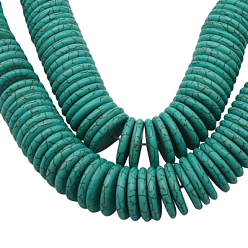 Turquoise Perles howlite synthétiques, perles heishi, teint, disque / plat rond, turquoise, 20x3mm, trou: 1 mm, sur 450 PCs / kg