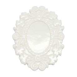 Blanco Cabuchones de resina opacos, flor, blanco, 9x6 mm