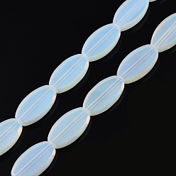 (7BDF) Прозрачный морозный бирюзовый Стеклянные бусины, имитация нефрита , овальные, призрачный белый, 19x10x3.5 мм, отверстие : 1.4 мм, около 22 шт / нитка, 16.93'' (43 см)