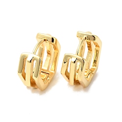Настоящее золото 18K Латунные серьги-кольца с шестигранной головкой, полые массивные серьги для женщин, без кадмия, без никеля и без свинца, реальный 18 k позолоченный, 12.5x14x6 мм, штифты : 0.8 мм