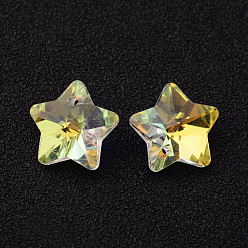 Clear Star Faceted K9 Glass Charms, Imitation Austrian Crystal, Clear, 13.5x13.5x8mm, Hole: 1mm