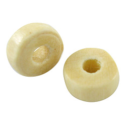 Champagne Yellow Natural Wood Beads, Lead Free, Dyed, Champagne Yellow, Rondelle, 8mm in diameter, 3mm high, hole: 2mm