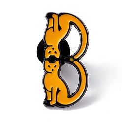 Letter B Pin de esmalte de letra inicial de gato, Broche de dibujos animados de aleación negra de electroforesis para ropa de mochila, letter.b, 30x15x2 mm, pin: 1.2 mm