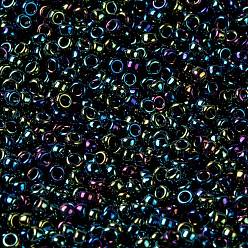 (RR455) Металлический Пестрый Синий Ирис Миюки круглые бусины рокайль, японский бисер, (rr 455) металлический пестрый синий ирис, 15/0, 1.5 мм, Отверстие : 0.7 мм , около 27777 шт / 50 г