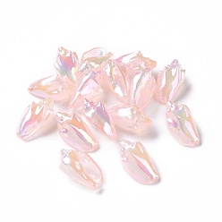 Misty Rose UV Plating Rainbow Iridescent Acrylic Beads, Conch Shape, Misty Rose, 30x16x14mm, Hole: 1.7mm