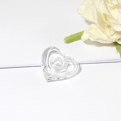 Clear Handmade Lampwork Perfume Bottle Pendant, Square&Heart, Clear, 22x25mm