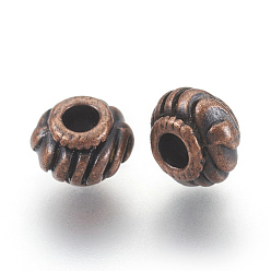 Red Copper Tibetan Style Spacer Beads, Cadmium Free & Nickel Free & Lead Free, Rondelle, Red Copper, 6x4mm, Hole: 2mm