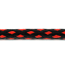 Roja Cordón coreano de poliéster encerado, rojo y negro, tamaño: cerca de 2 mm de espesor, sobre 93 yardas / rodillo