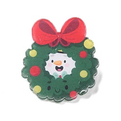 Christmas Wreath Badges acryliques sur le thème de Noël, broche en fer, guirlande de noël, 37.5x33x2mm