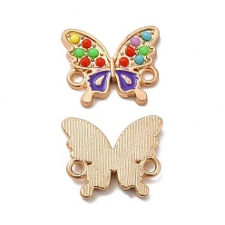 Light Gold Alloy Enamel Connector Charms, with Colorful Synthetic Turquoise, Butterfly Links, Light Gold, 14.5x17.5x2.5mm, Hole: 1.8mm
