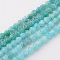Amazonite Natural Amazonite Beads Strands, Round, Faceted, 2mm, Hole: 0.8mm, about 217pcs/strand, 15.75 inch