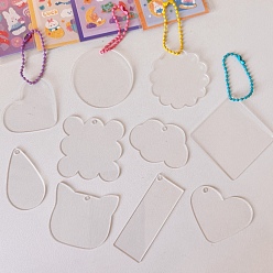 Clear Transparent Acrylic Keychain Blanks, with Plastic Ball Chains, Mixed Shapes, Clear, 9.5x10cm, 10pcs/set