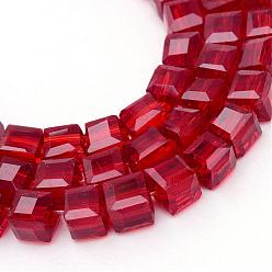 FireBrick Transparent Glass Bead Strands, Cube, FireBrick, 3x3x3mm, Hole: 0.5mm, about 100pcs/strand, 11.6 inch