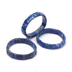 Lapis Lazuli Natural Lapis Lazuli Gemstone Stretch Bracelets, Faceted, Rectangle, 2-3/8 inch(6cm)